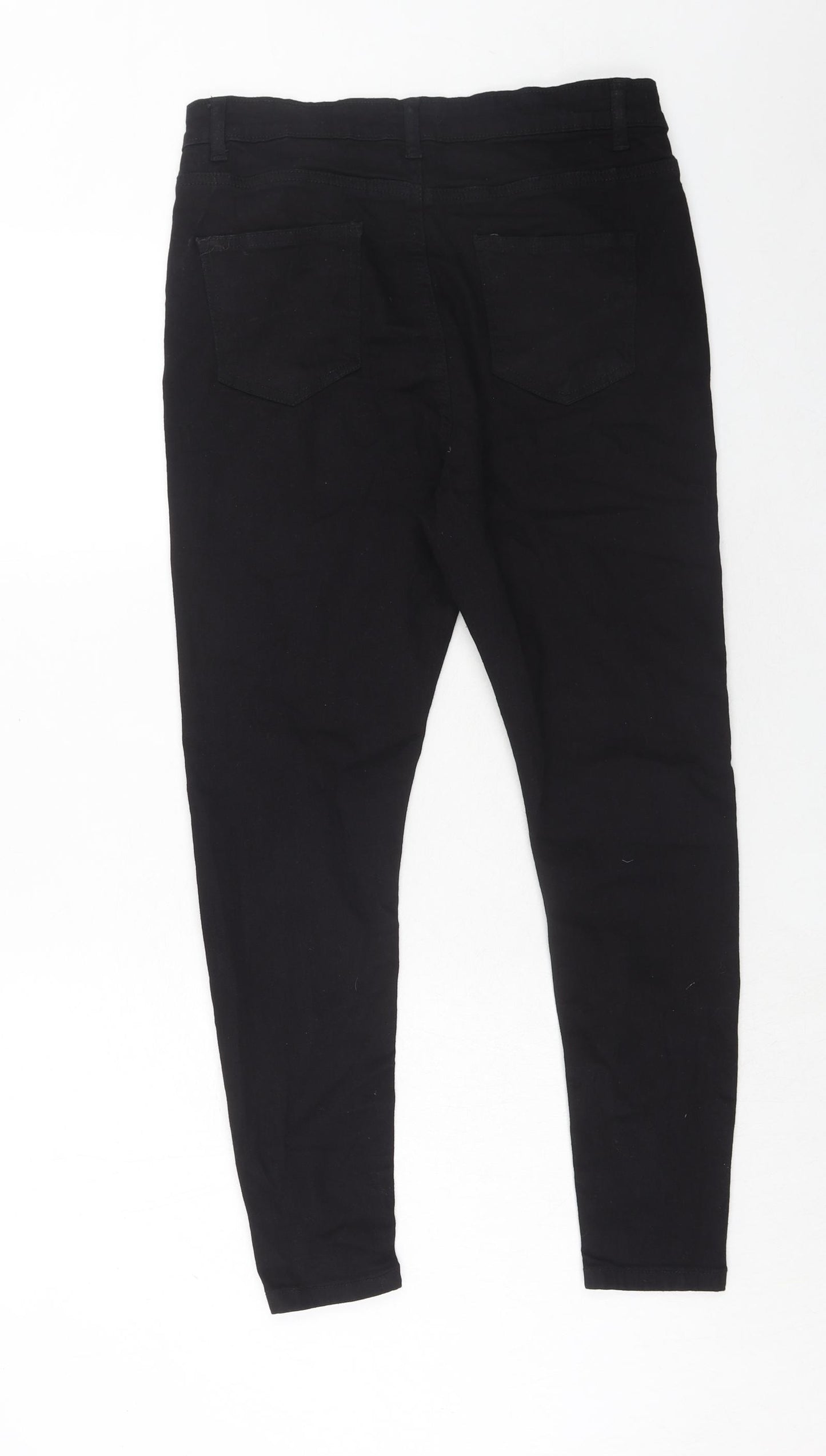 Boohoo Womens Black Cotton Skinny Jeans Size 14 Regular Button