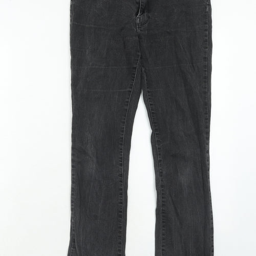 Monoprix Womens Grey Cotton Straight Jeans Size 10 Regular Zip