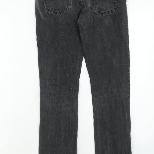 Monoprix Womens Grey Cotton Straight Jeans Size 10 Regular Zip