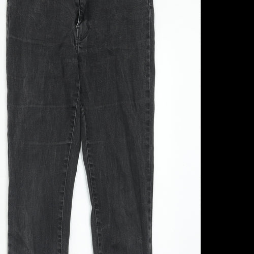 Monoprix Womens Grey Cotton Straight Jeans Size 10 Regular Zip
