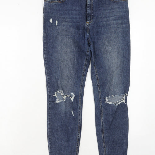 New Look Womens Blue Cotton Skinny Jeans Size 12 Regular Zip