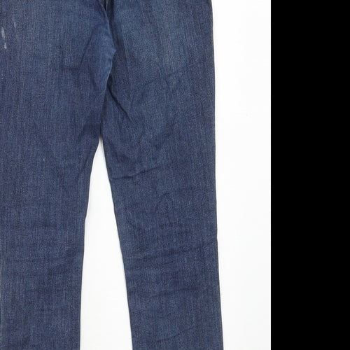 New Look Womens Blue Cotton Skinny Jeans Size 12 Regular Zip