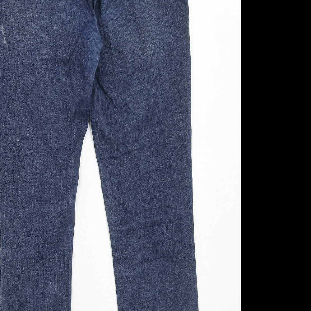 New Look Womens Blue Cotton Skinny Jeans Size 12 Regular Zip