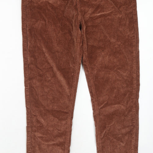 New Look Womens Brown Cotton Trousers Size 14 Regular Zip
