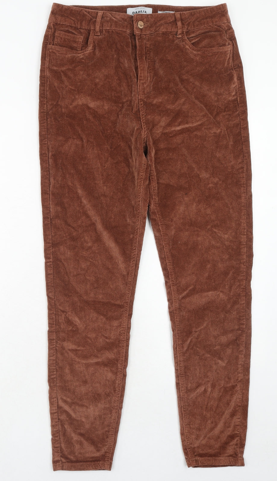 New Look Womens Brown Cotton Trousers Size 14 Regular Zip