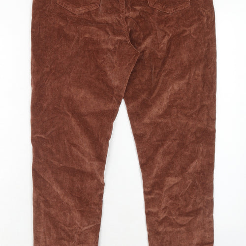 New Look Womens Brown Cotton Trousers Size 14 Regular Zip