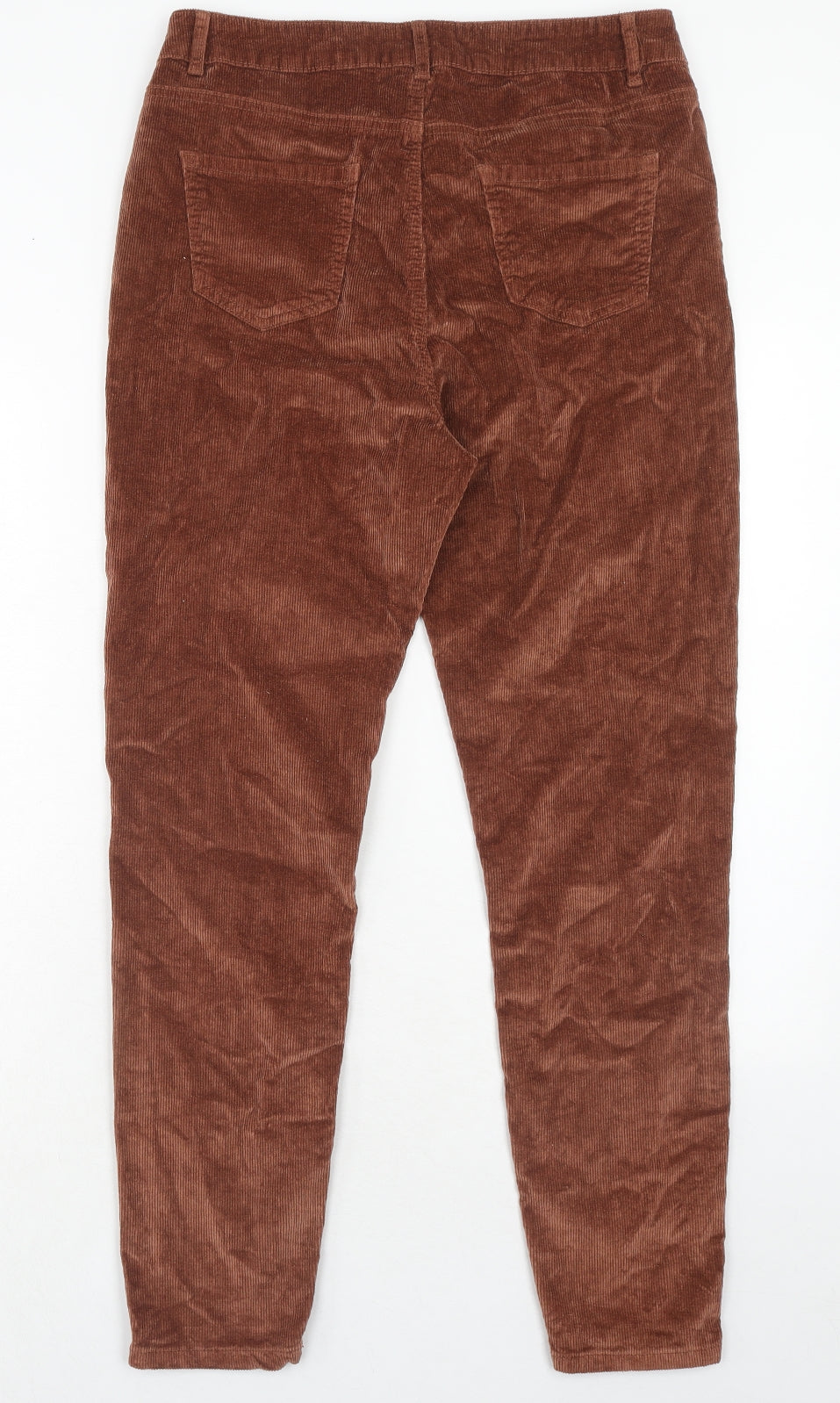 New Look Womens Brown Cotton Trousers Size 14 Regular Zip