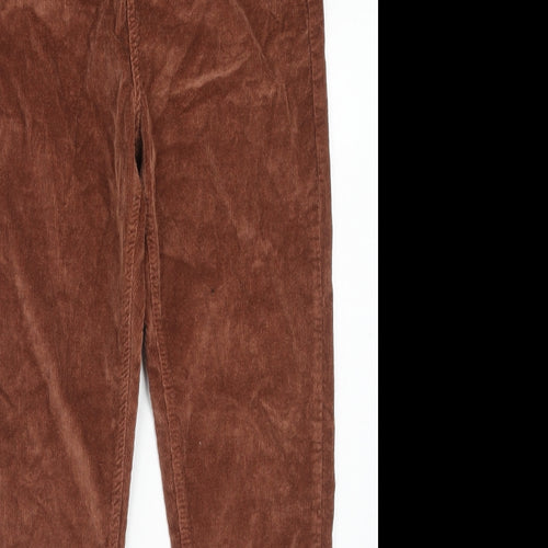 New Look Womens Brown Cotton Trousers Size 14 Regular Zip