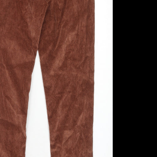 New Look Womens Brown Cotton Trousers Size 14 Regular Zip