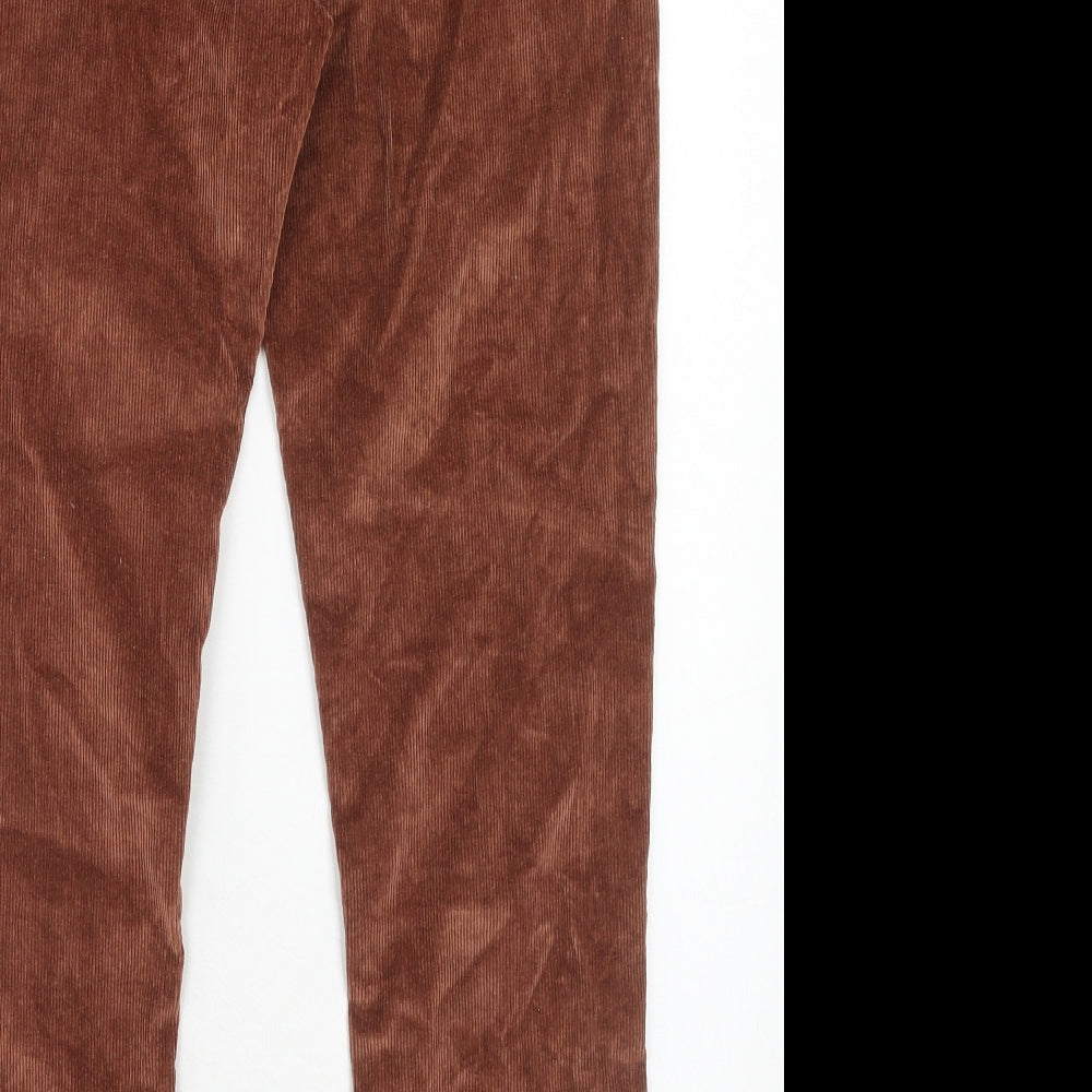 New Look Womens Brown Cotton Trousers Size 14 Regular Zip