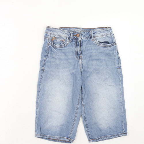 NEXT Womens Blue Cotton Bermuda Shorts Size 6 Regular Zip