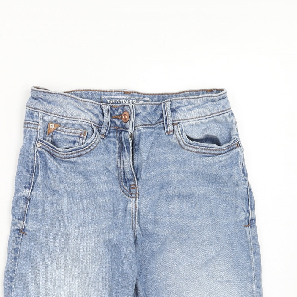 NEXT Womens Blue Cotton Bermuda Shorts Size 6 Regular Zip