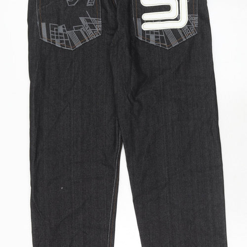 Game Time Mens Black Cotton Straight Jeans Size 34 in Regular Zip
