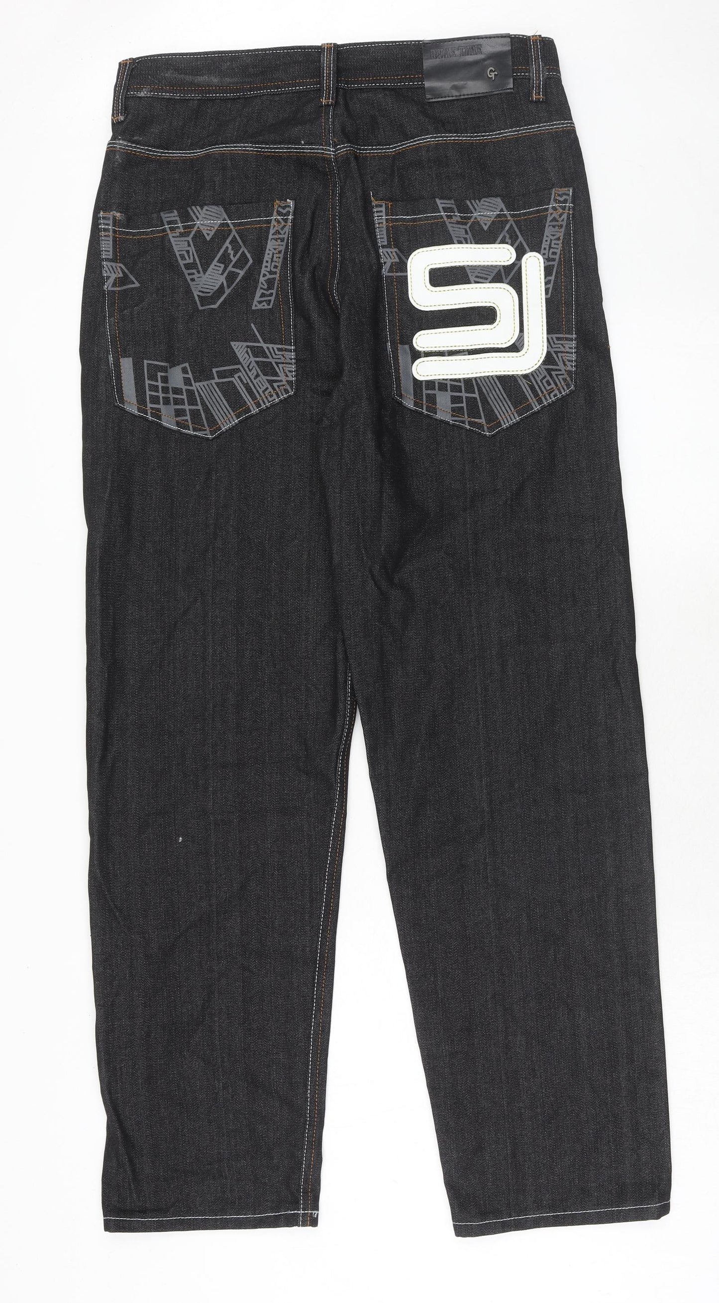 Game Time Mens Black Cotton Straight Jeans Size 34 in Regular Zip