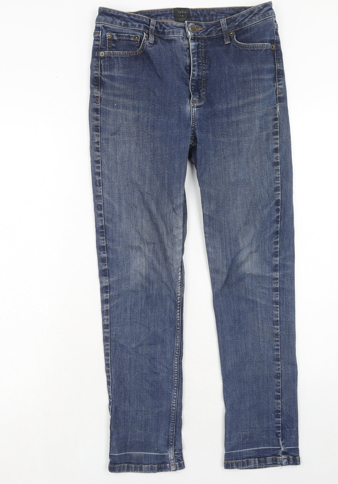John Lewis Boys Blue Cotton Skinny Jeans Size 12 Years Regular Zip