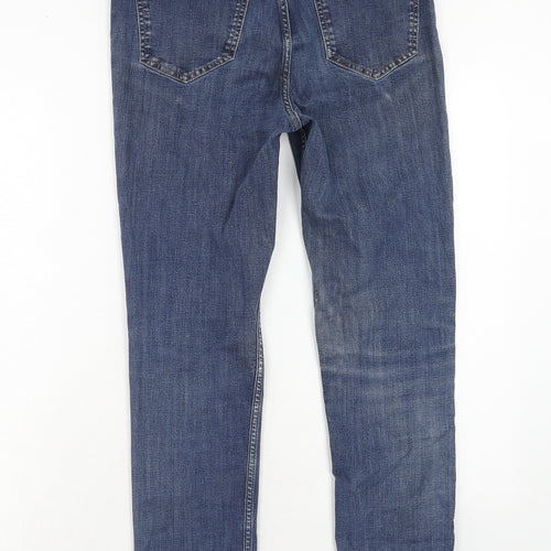 John Lewis Boys Blue Cotton Skinny Jeans Size 12 Years Regular Zip