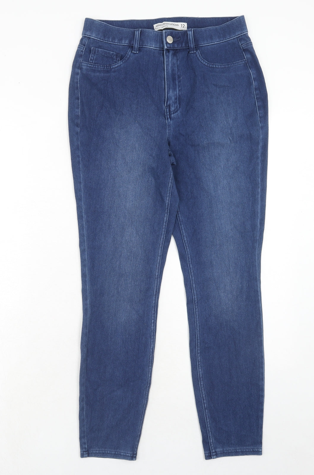 NEXT Womens Blue Cotton Skinny Jeans Size 12 Regular Zip