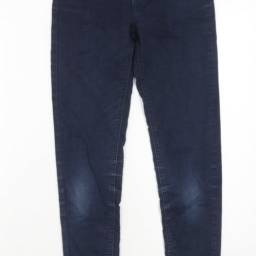 Marks and Spencer Womens Blue Cotton Skinny Jeans Size 6 Regular Zip