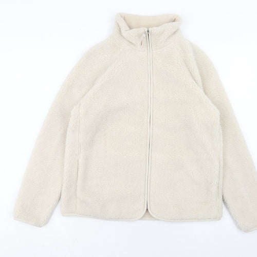 Marks and Spencer Womens Ivory Jacket Size 10 Zip - Teddy Bear Style