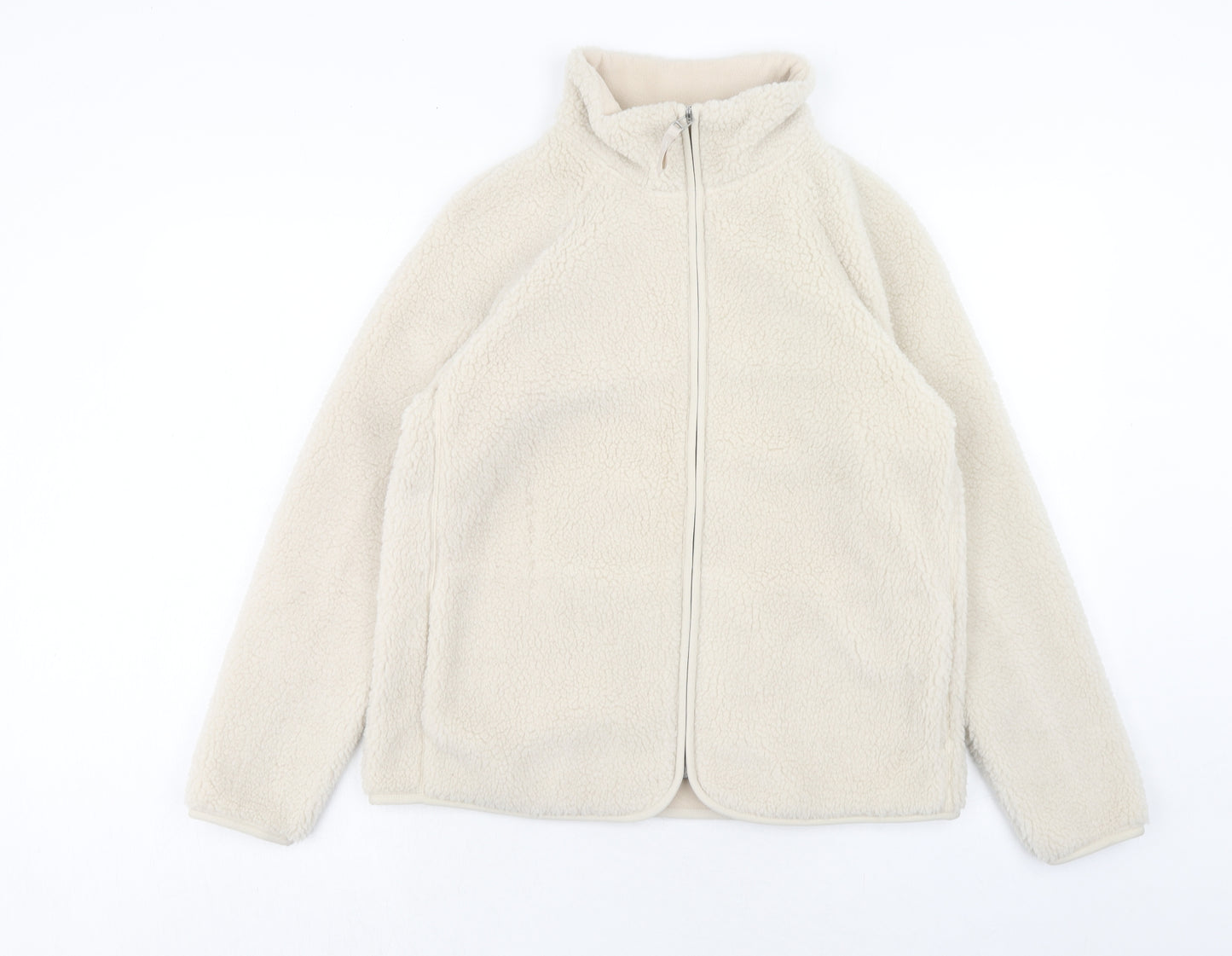 Marks and Spencer Womens Ivory Jacket Size 10 Zip - Teddy Bear Style