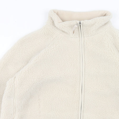 Marks and Spencer Womens Ivory Jacket Size 10 Zip - Teddy Bear Style