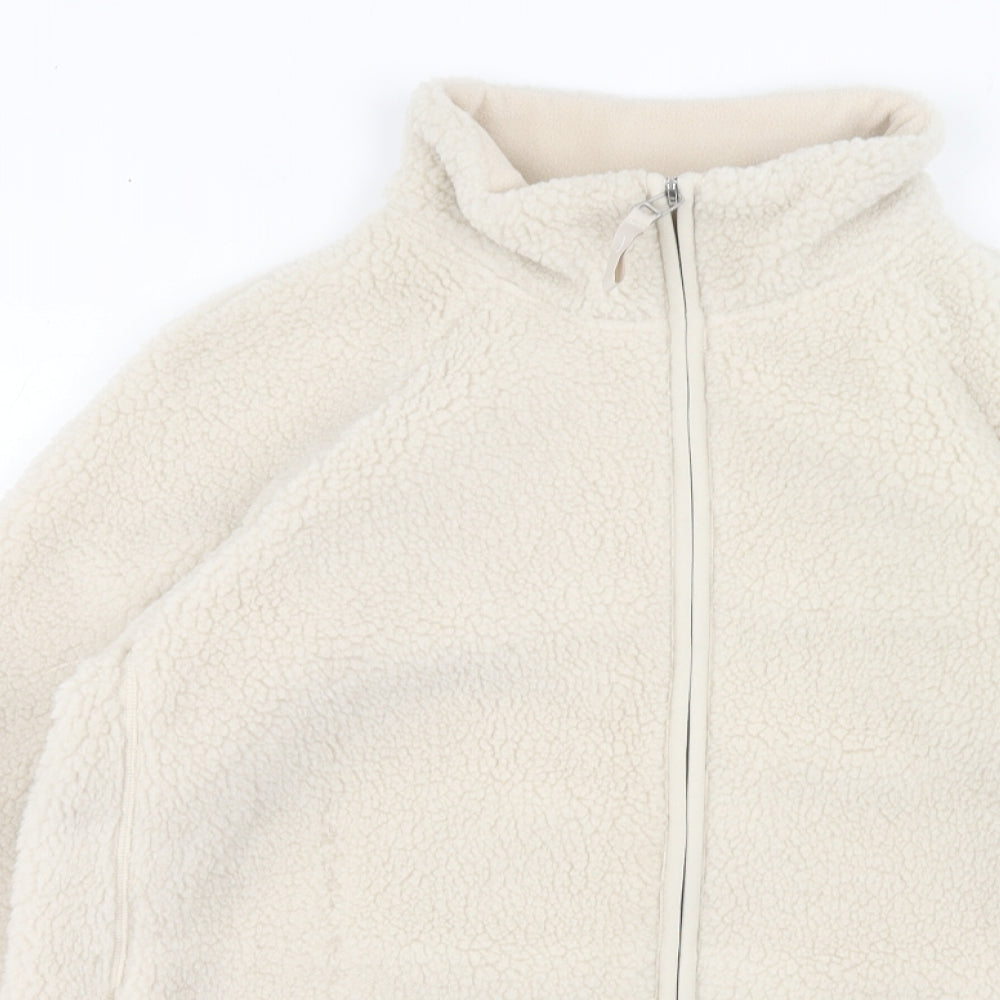 Marks and Spencer Womens Ivory Jacket Size 10 Zip - Teddy Bear Style