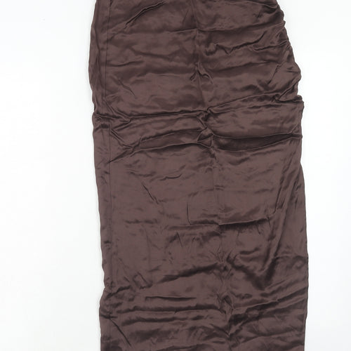 Zara Womens Brown Viscose A-Line Skirt Size S Zip