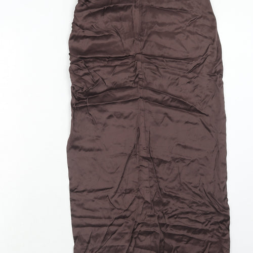 Zara Womens Brown Viscose A-Line Skirt Size S Zip