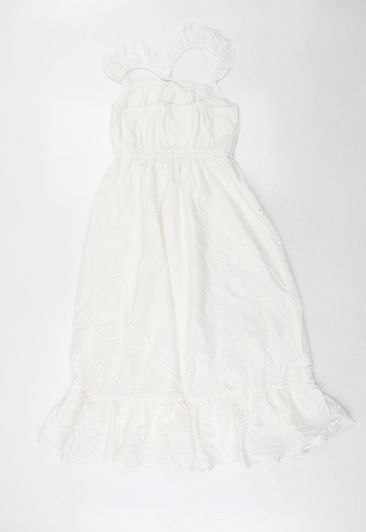 Marks and Spencer Girls White Cotton A-Line Size 9-10 Years Square Neck Pullover