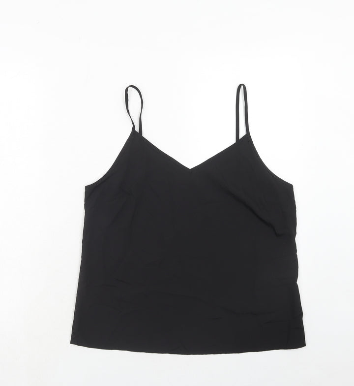 Marks and Spencer Womens Black Polyester Basic Tank Size 12 V-Neck