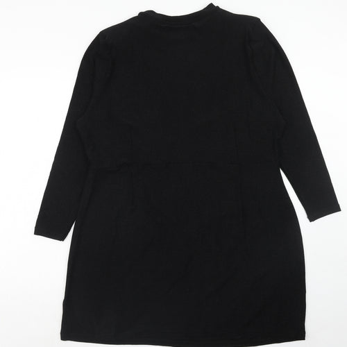 Marks and Spencer Womens Black Polyester T-Shirt Dress Size 24 Crew Neck Pullover