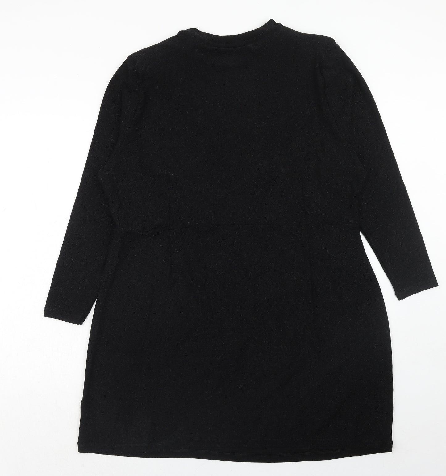 Marks and Spencer Womens Black Polyester T-Shirt Dress Size 24 Crew Neck Pullover