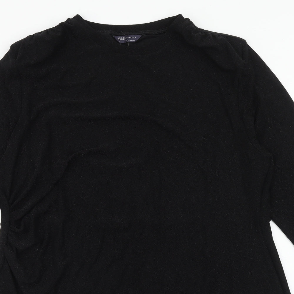 Marks and Spencer Womens Black Polyester T-Shirt Dress Size 24 Crew Neck Pullover