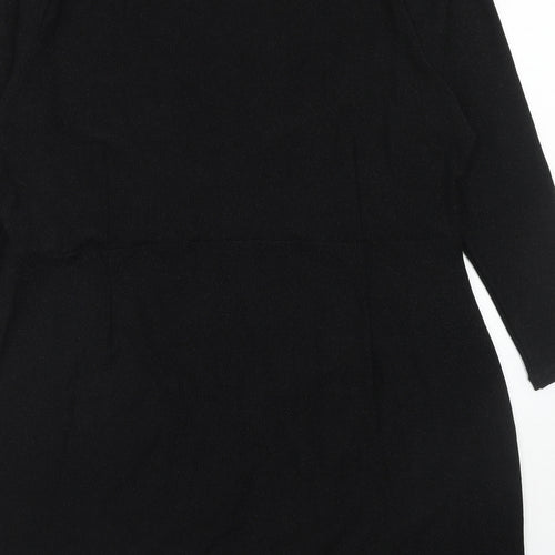 Marks and Spencer Womens Black Polyester T-Shirt Dress Size 24 Crew Neck Pullover