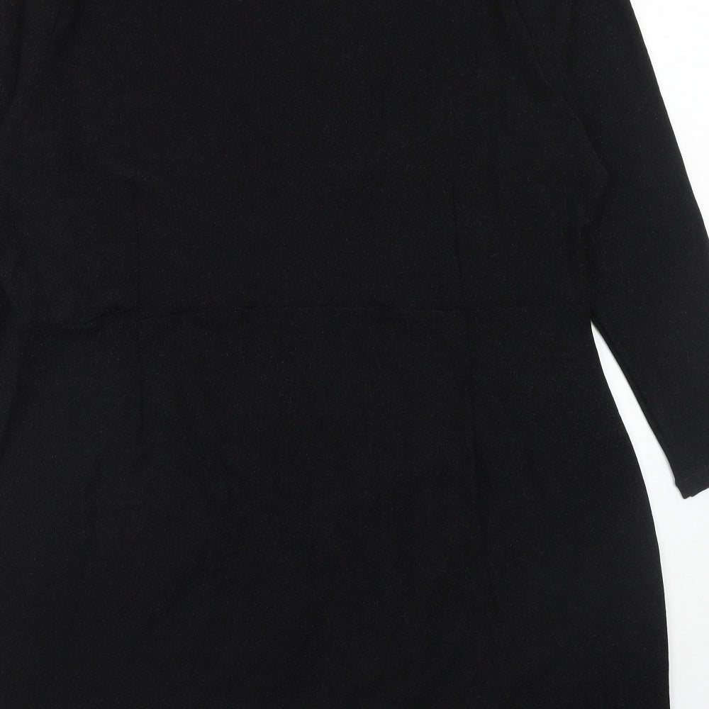 Marks and Spencer Womens Black Polyester T-Shirt Dress Size 24 Crew Neck Pullover