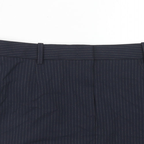 Marks and Spencer Womens Blue Striped Polyester A-Line Skirt Size 18 Zip