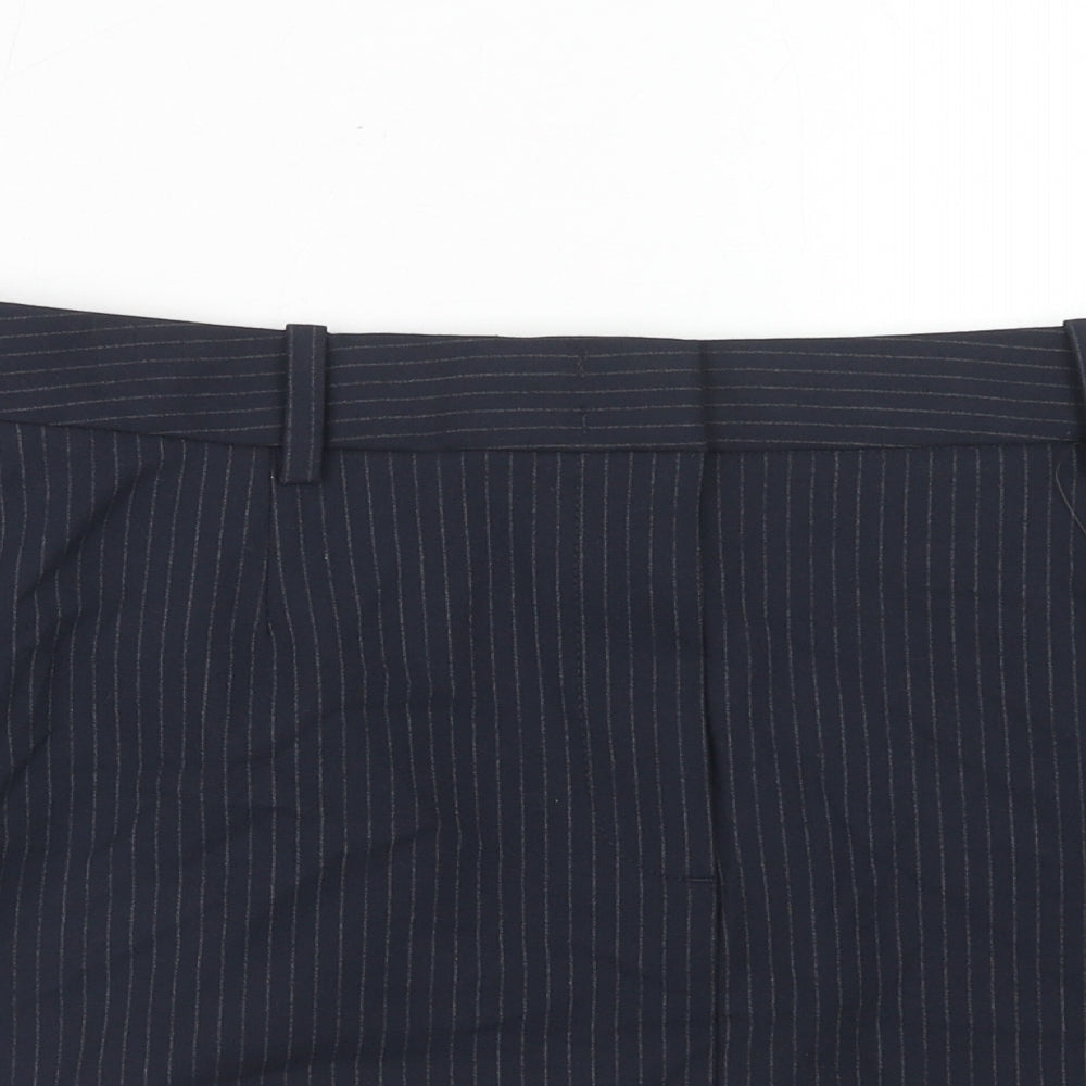 Marks and Spencer Womens Blue Striped Polyester A-Line Skirt Size 18 Zip