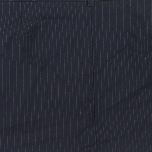 Marks and Spencer Womens Blue Striped Polyester A-Line Skirt Size 18 Zip