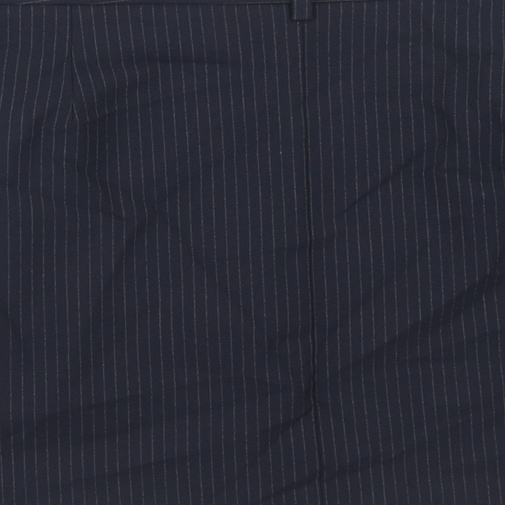 Marks and Spencer Womens Blue Striped Polyester A-Line Skirt Size 18 Zip