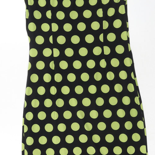 Precis Womens Green Polka Dot Polyester Sheath Size 10 Boat Neck Pullover - Ruched Detail