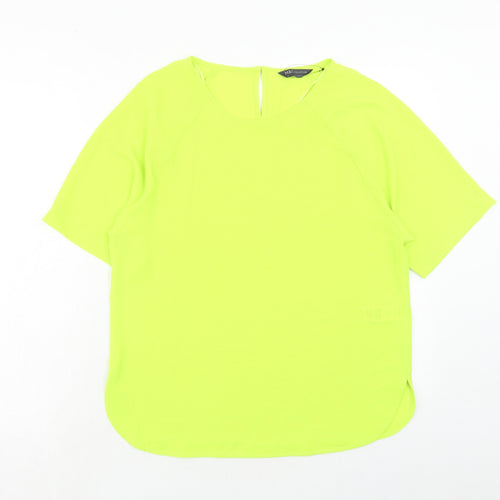 Marks and Spencer Womens Green Polyester Basic T-Shirt Size 10 Round Neck