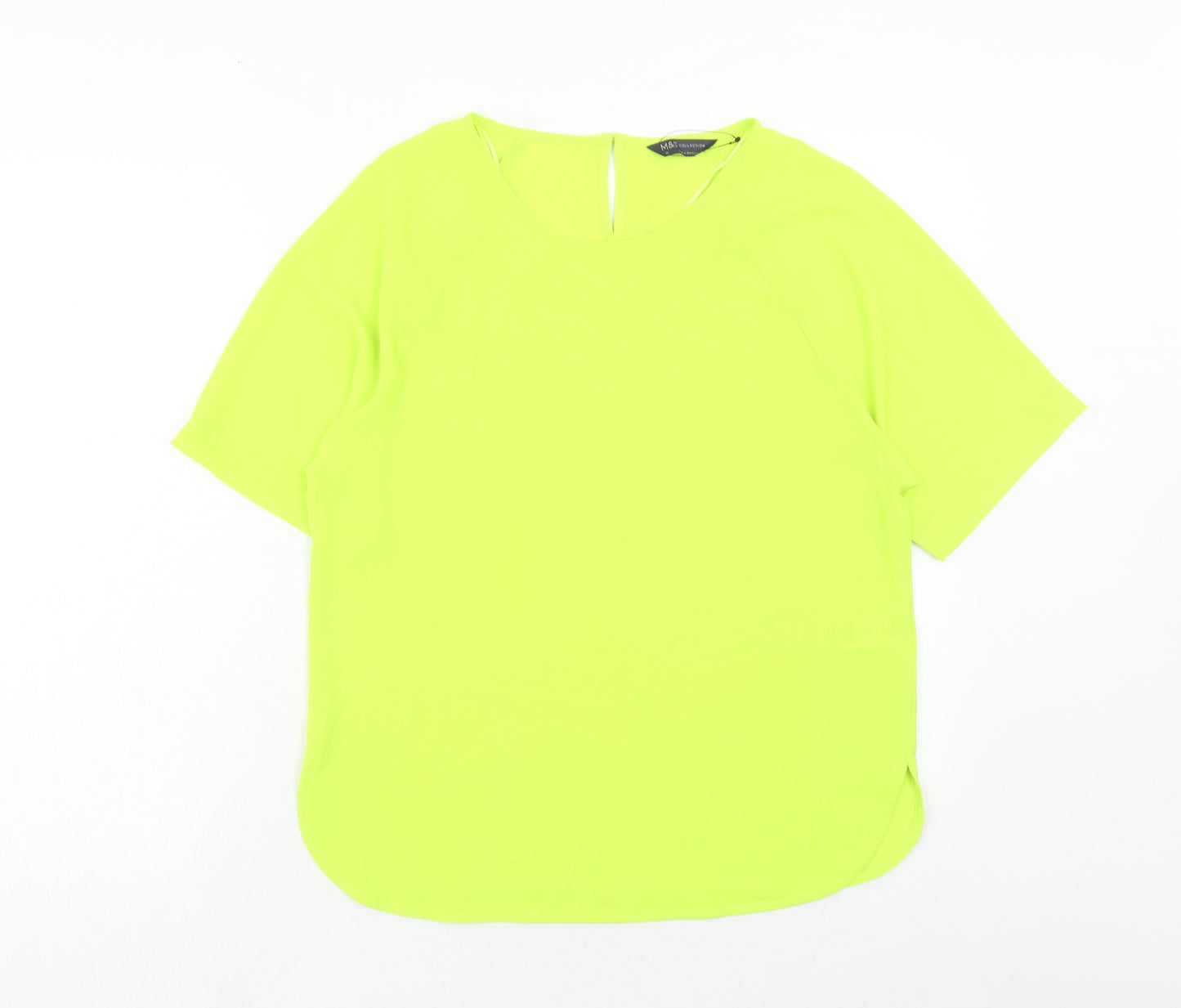 Marks and Spencer Womens Green Polyester Basic T-Shirt Size 10 Round Neck