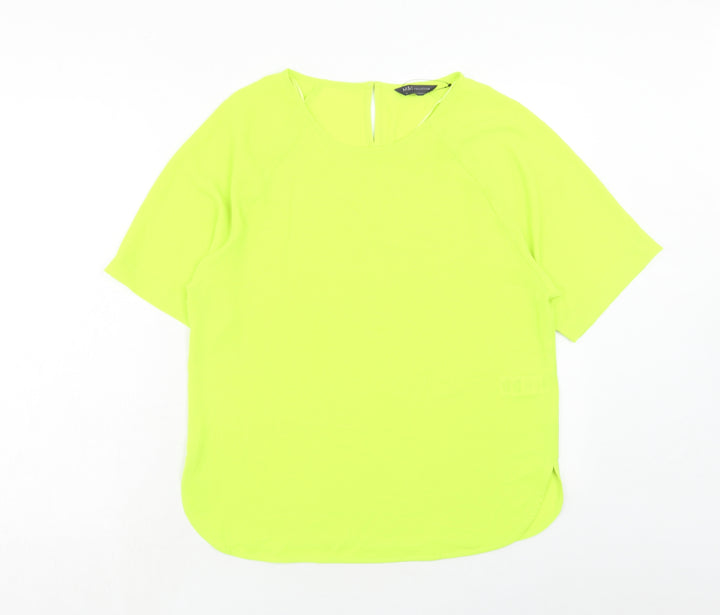 Marks and Spencer Womens Green Polyester Basic T-Shirt Size 10 Round Neck
