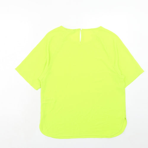Marks and Spencer Womens Green Polyester Basic T-Shirt Size 10 Round Neck