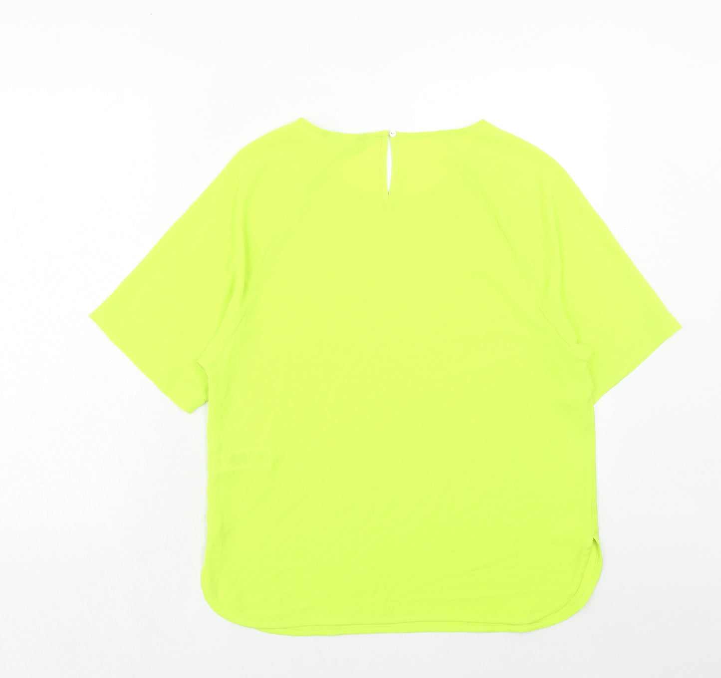 Marks and Spencer Womens Green Polyester Basic T-Shirt Size 10 Round Neck