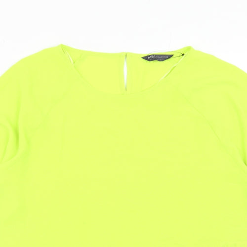 Marks and Spencer Womens Green Polyester Basic T-Shirt Size 10 Round Neck