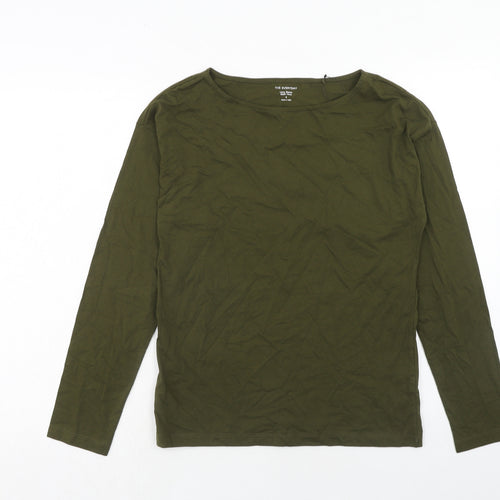 Marks and Spencer Womens Green Cotton Basic T-Shirt Size 6 Boat Neck