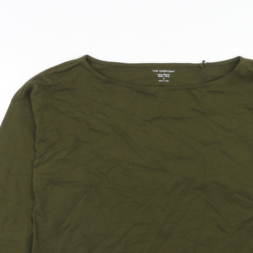 Marks and Spencer Womens Green Cotton Basic T-Shirt Size 6 Boat Neck