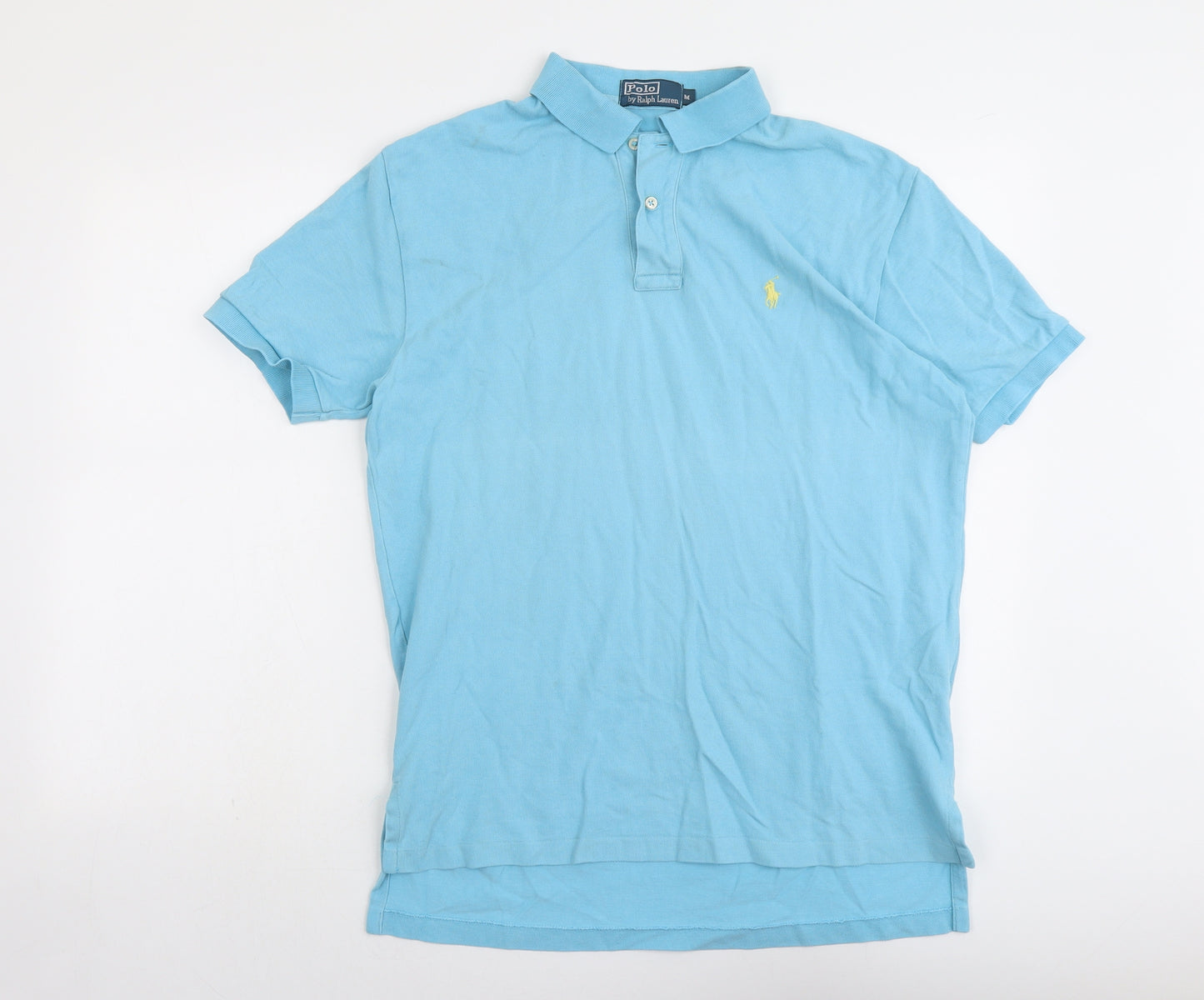 Polo Ralph Lauren Mens Blue Cotton Polo Size M Collared Button