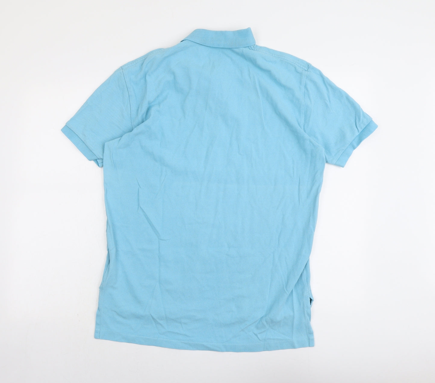 Polo Ralph Lauren Mens Blue Cotton Polo Size M Collared Button